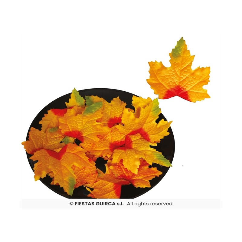 DECORATION AUTOMNE 24 FEUILLES ERABLE ORANGE 9-10 CM