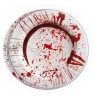 6 ASSIETTES HALLOWEEN BLANCHES TACHES DE SANG 23 CM