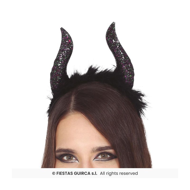 SERRE TETE OU DIADEME CORNES NOIRES MALEFIQUES AVEC PAILLETTES SERRE TETE OU DIADEME CORNES NOIRES MALEFIQUES AVEC PAILLETTES