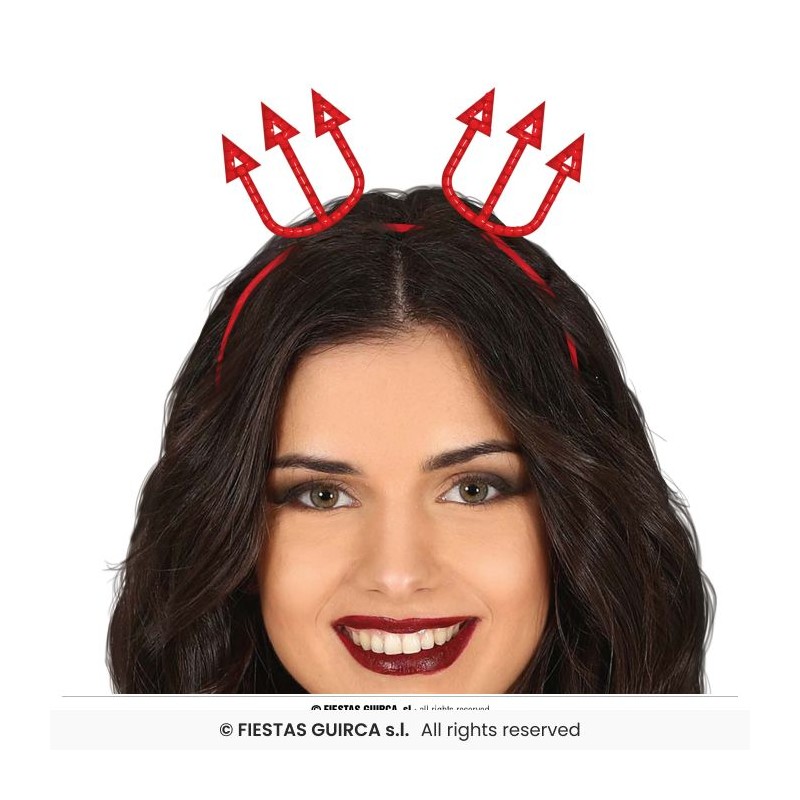 SERRE-TETE OU DIADEME TRIDENT DE DIABLE EN PIERRES PRECIEUSES OU STRASS SERRE-TETE OU DIADEME TRIDENT DE DIABLE EN PIERRES PRECIEUSES OU STRASS