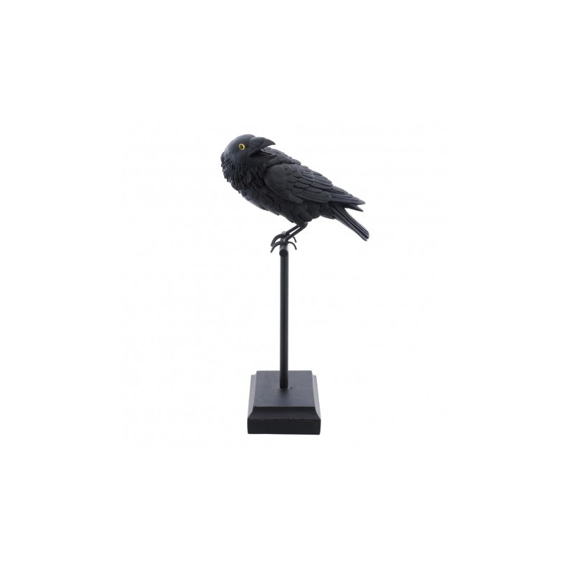 CORBEAU NOIR RESINE SUR SUPPORT 15CM X 21CM X 44CM CORBEAU NOIR RESINE SUR SUPPORT 15CM X 21CM X 44CM