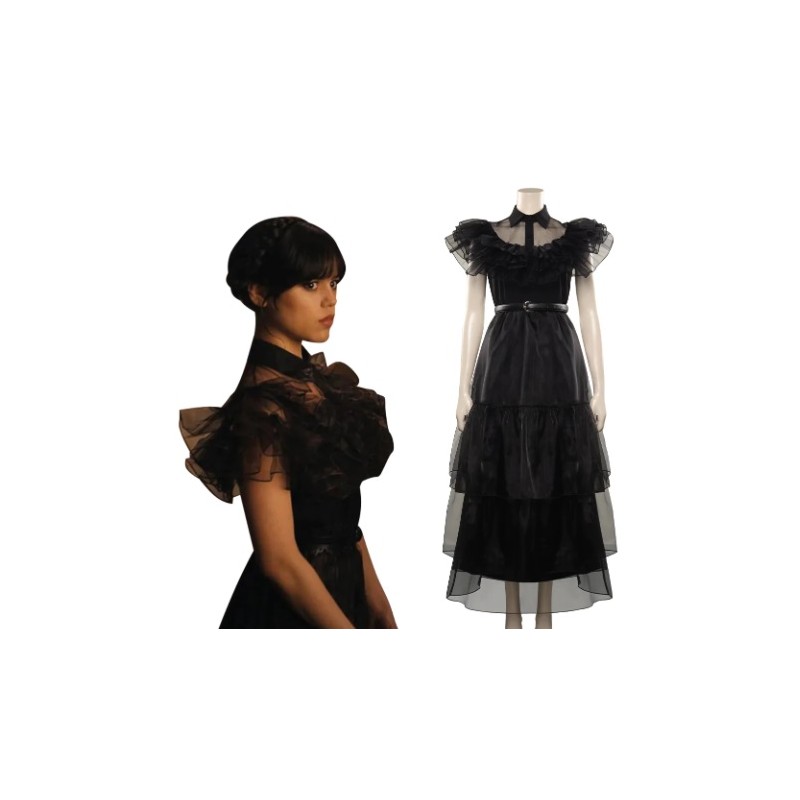 DEGUISEMENT FAMILLE ADAMS MERCREDI ROBE DE BAL TAILLE XL DEGUISEMENT FAMILLE ADAMS MERCREDI ROBE DE BAL TAILLE XL