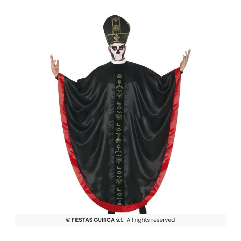 DEGUISEMENT PRETRE SATANIQUE CAPE NOIRE ET ROUGE AVEC COIFFE HALLOWEEN TAILLE X DEGUISEMENT PRETRE SATANIQUE CAPE NOIRE ET ROUGE AVEC COIFFE HALLOWEEN TAILLE X