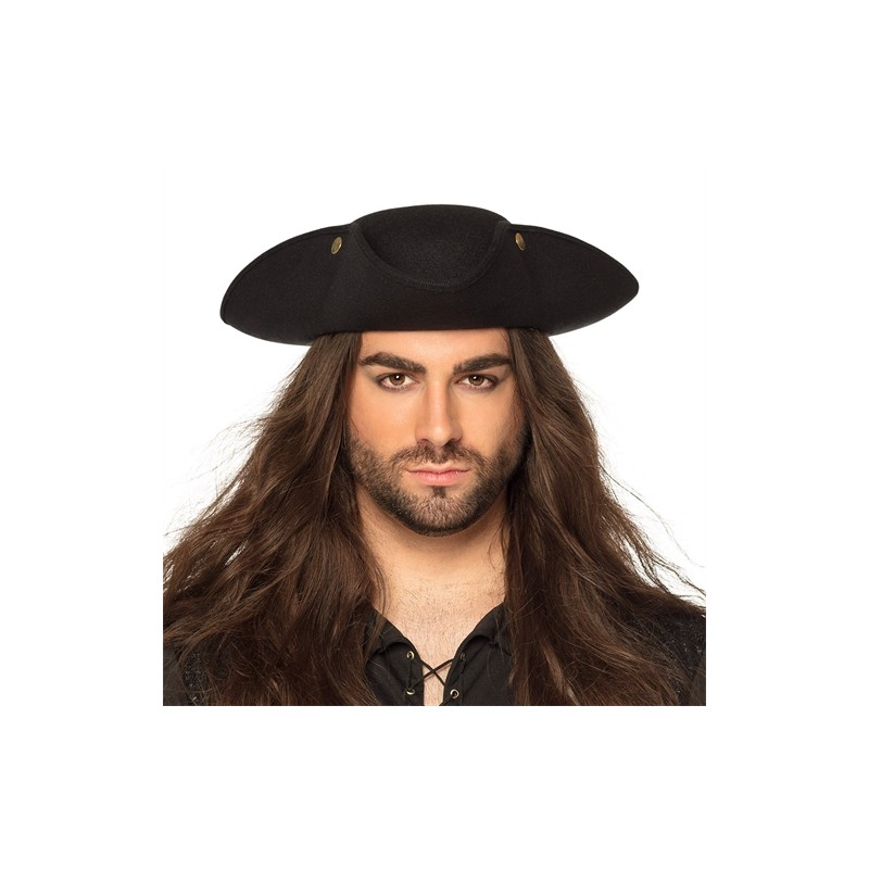 CHAPEAU TRICORNE PIRATE AMIRAL NOIR CHAPEAU TRICORNE PIRATE AMIRAL NOIR