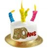 CHAPEAU GATEAU ANNIVERSAIRE 50 ANS AVEC BOUGIES