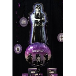 BALLON METALLIQUE PERSONNAGE WEDNESDAY MERCREDI FAMILLE ADAMS 39 X 89.4 CM 