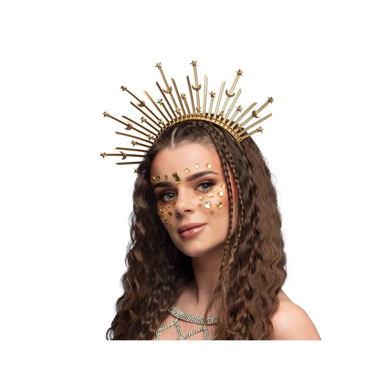 TIARE COURONNE DIADEME HALO AURORA OR ETOILES ET LUNES TIARE COURONNE DIADEME HALO AURORA OR ETOILES ET LUNES
