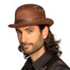 CHAPEAU MELON STEAMPUNK MARRON AVEC LUNETTES CHAINPUNK