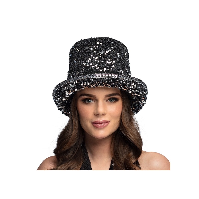 CHAPEAU HAUT DE FORME SEQUIN ARGENT DESERT PARTY CHAPEAU HAUT DE FORME SEQUIN ARGENT DESERT PARTY