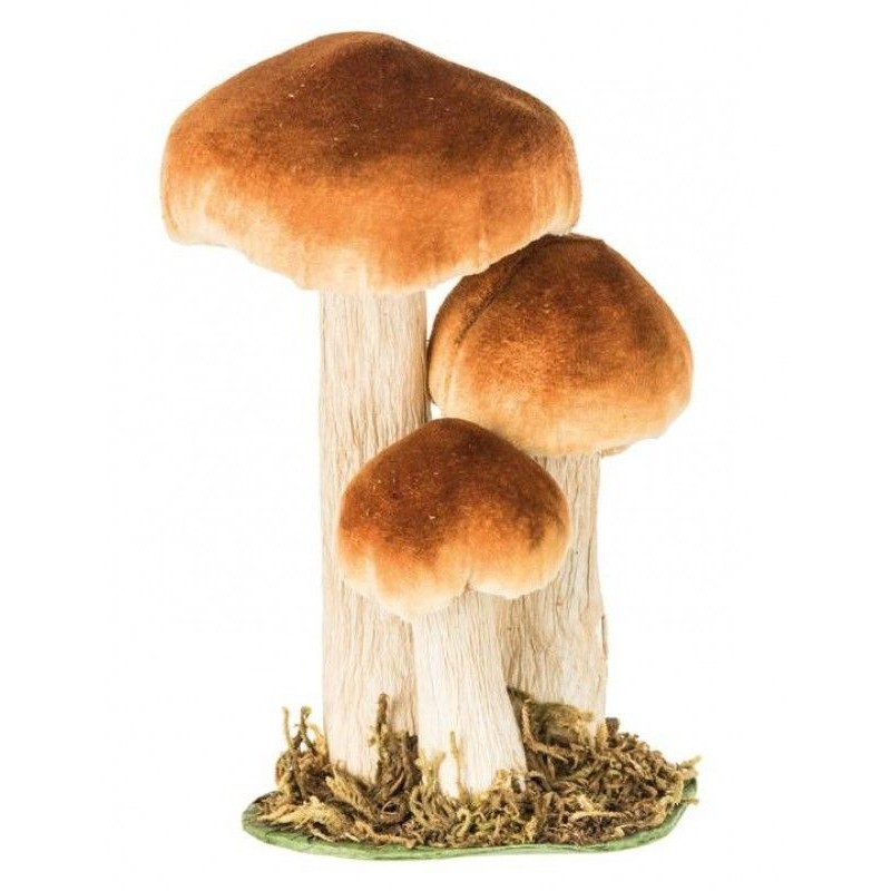 DECORATION 3 CHAMPIGNONS BRUN ORANGE SUR SOCLE EN BOIS MOUSSE 11 X 8 X 18 CM DECORATION 3 CHAMPIGNONS BRUN ORANGE SUR SOCLE EN BOIS MOUSSE 11 X 8 X 18 CM
