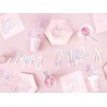 6 ASSIETTES HEXAGONALES HAPPY BRITHDAY ROSE PASTEL 20 CM