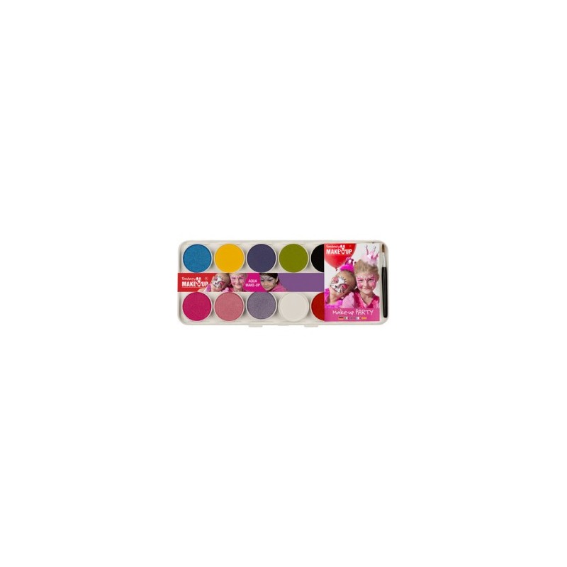 PALETTE MAQUILLAGE 10 COULEURS AQUA + 2 EPONGES + 2 PINCEAUX PALETTE MAQUILLAGE 10 COULEURS AQUA + 2 EPONGES + 2 PINCEAUX