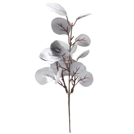 BRANCHE FEUILLES METALLISEES ARGENT 26 X 32 CM 