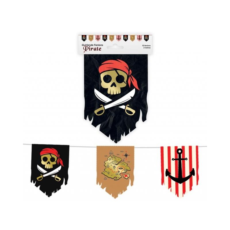 GUIRLANDE PAVILLONS PIRATE 10 FANIONS 3 METRES