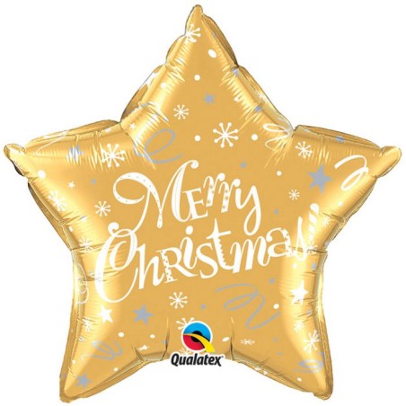 BALLON METALLIQUE ETOILE OR MERRY CHRISTMAS 51 CM 