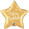 BALLON METALLIQUE ETOILE OR MERRY CHRISTMAS 51 CM 