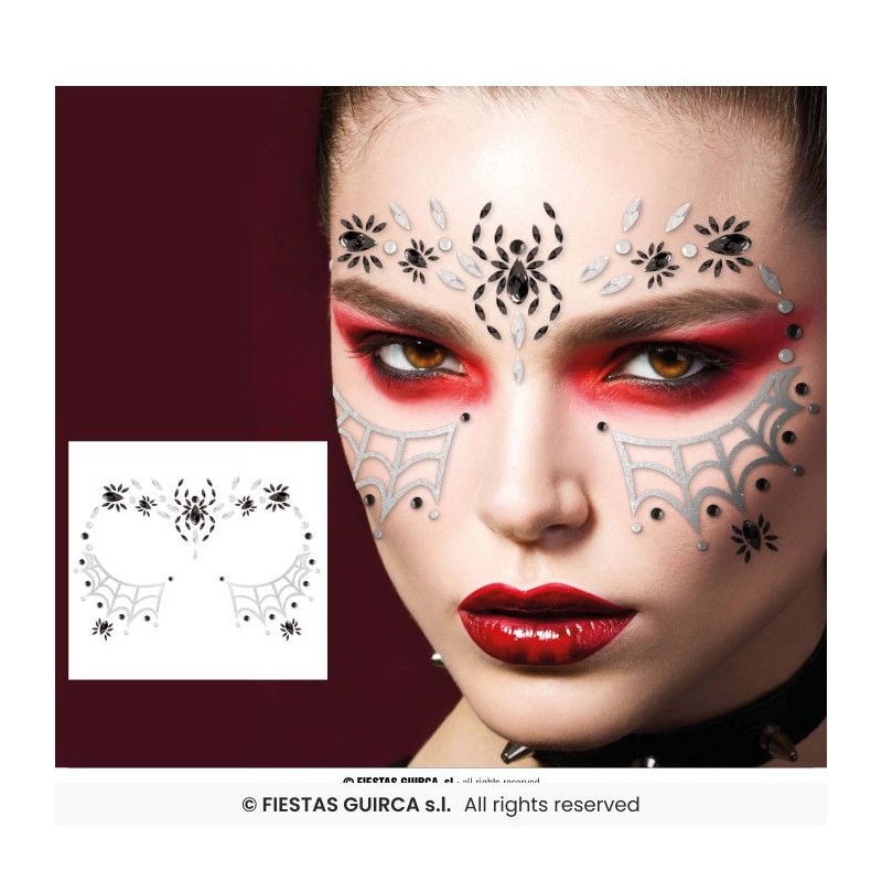 BIJOUX OU STICKER DE VISAGE STRASS ARAIGNEE NOIR ET ARGENT BIJOUX OU STICKER DE VISAGE STRASS ARAIGNEE NOIR ET ARGENT