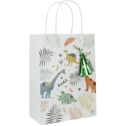 6 SACS CADEAU A  BONBON DINOSAURE 20 X 27 CM 