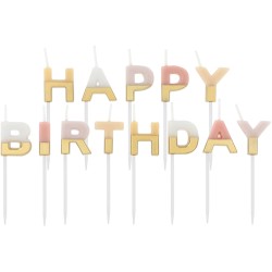 BOUGIE HAPPY BIRTHDAY ROSE PASTEL LILAS ET OR