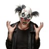 MASQUE LATEX CLOWN SANGLANT NOIR ET BLANC CHEVEUX NOIR