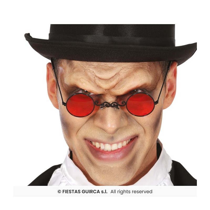 LUNETTES VAMPIRE VERRES RONDS ROUGE