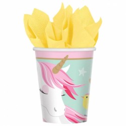 8 GOBELETS CARTON 250 ML LICORNE PASTEL