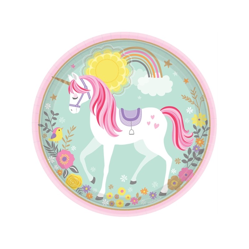 8 ASSIETTES RONDES 23 CM LICORNE PASTEL 8 ASSIETTES RONDES 23 CM LICORNE PASTEL