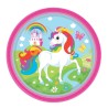 8 ASSIETTES RONDES PAPIER LICORNE 23 CM 