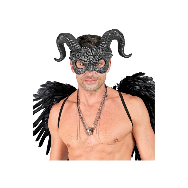 MASQUE COMMEDIA DELL'ARTE DEMON NOIR AVEC CORNES MASQUE COMMEDIA DELL'ARTE DEMON NOIR AVEC CORNES