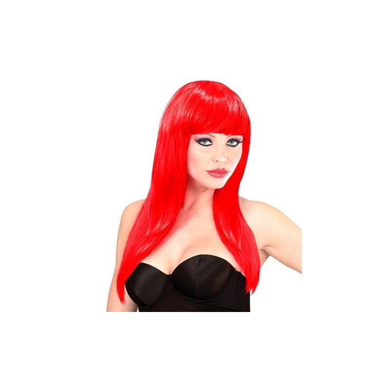 PERRUQUE CHEVEUX LONGS AVEC FRANGE ROUGE PERRUQUE CHEVEUX LONGS AVEC FRANGE ROUGE