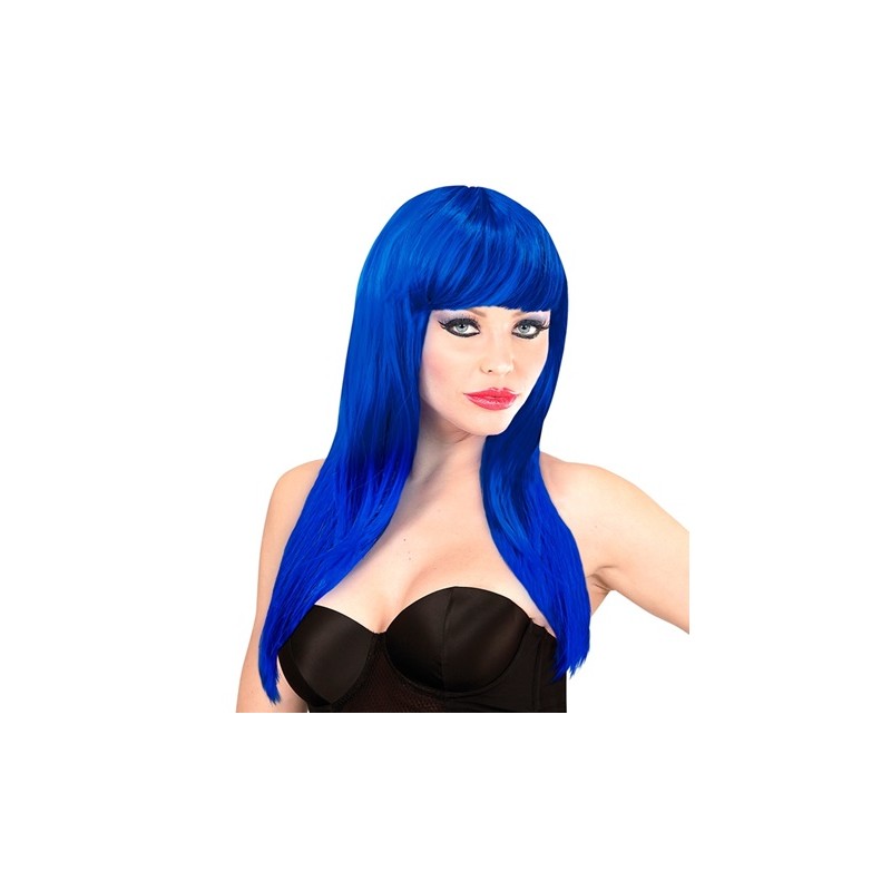 PERRUQUE CHEVEUX LONGS AVEC FRANGE BLEUE PERRUQUE CHEVEUX LONGS AVEC FRANGE BLEUE