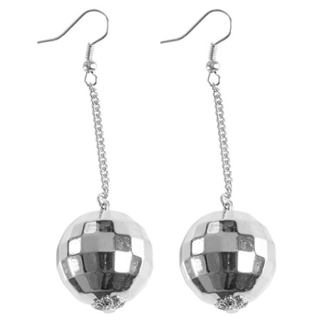 PAIRE DE BOUCLES D'OREILLES BOULES A FACETTES