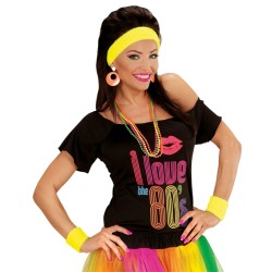 SET COMPLET BANDEAUX ET BRACELETS JAUNE NEON 