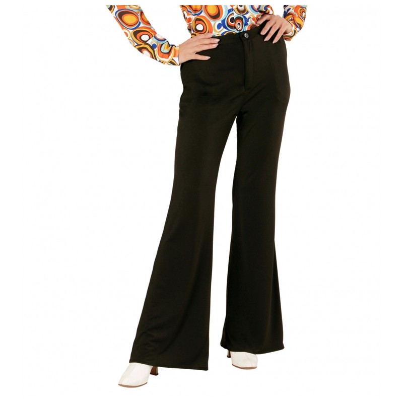 PANTALON PATTES D'ELEPHANT NOIR FEMME ANNEE 70 TAILLE L-XL PANTALON PATTES D'ELEPHANT NOIR FEMME ANNEE 70 TAILLE L-XL