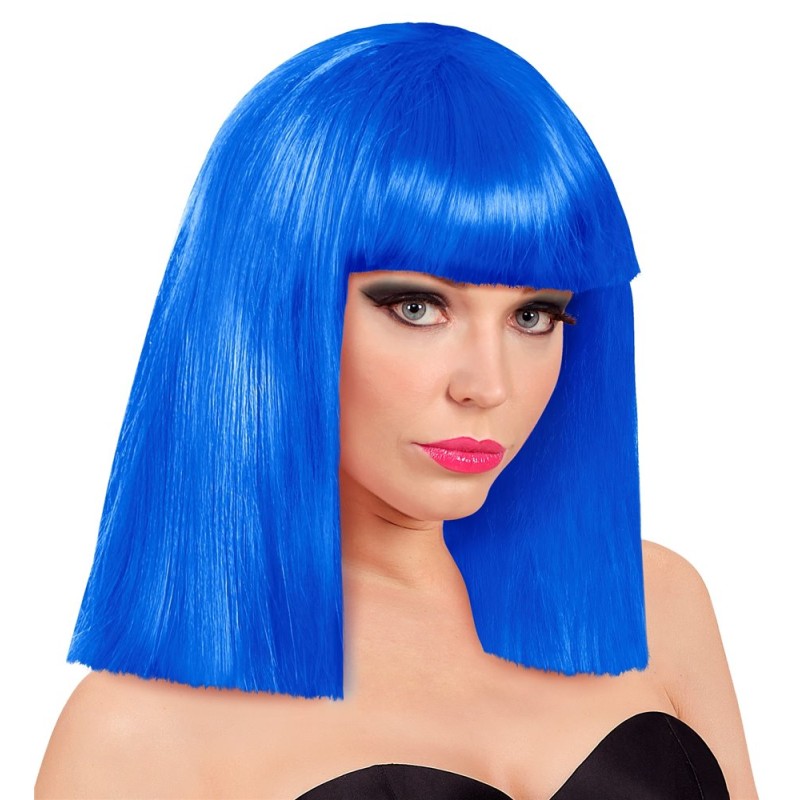 PERRUQUE CARRE LONG AVEC FRANGE BLEU FONCE SHOW GIRL PERRUQUE CARRE LONG AVEC FRANGE BLEU FONCE SHOW GIRL