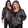 DEGUISEMENT BLOUSON BOMBER AVEC CAPUCHE SEQUIN MULTICOLORE  TAILLE L-XL