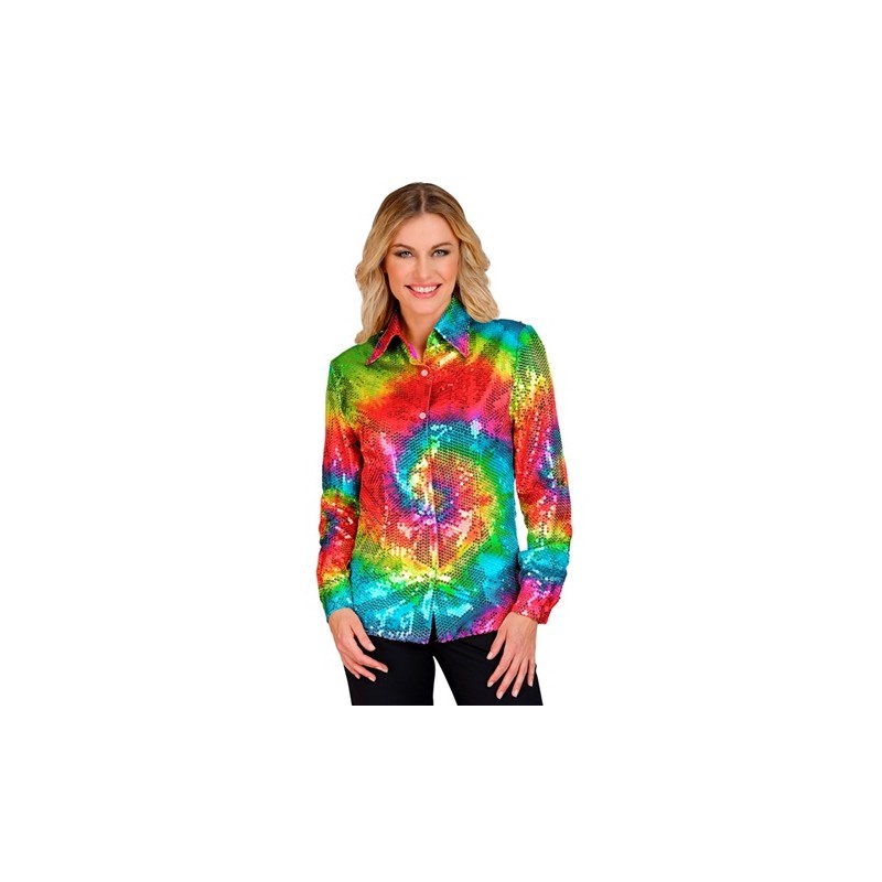 DEGUISEMENT CHEMISE PAILLETTE SEQUIN MULTICOLORE TAILLE XXL DEGUISEMENT CHEMISE PAILLETTE SEQUIN MULTICOLORE TAILLE XXL
