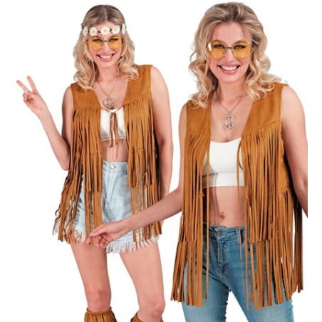 VESTE MARRON A FRANGES COACHELLA HIPPIE OU WESTERN TAILLE S-M