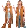 VESTE LONGUE MARRON A FRANGES COACHELLA HIPPIE OU WESTERN TAILLE L-XL