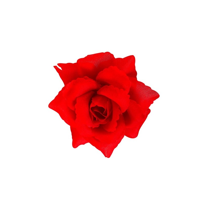 FLEUR ROSE ROUGE PINCE A CHEVEUX 10 CM FLEUR ROSE ROUGE PINCE A CHEVEUX 10 CM