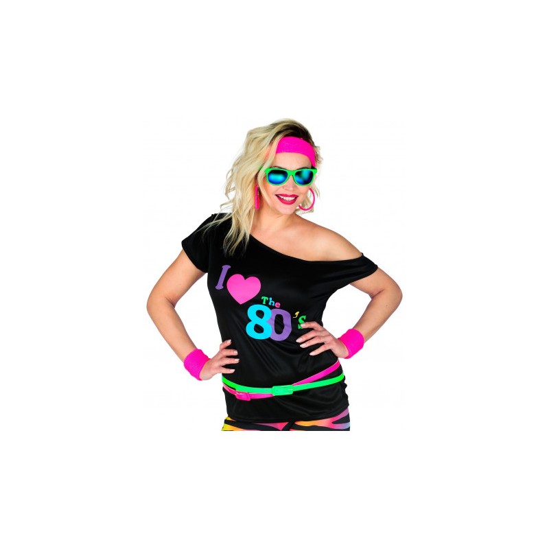 DEGUISEMENT T-SHIRT FEMME ANNEES 80'S TAILLE L/XL DEGUISEMENT T-SHIRT FEMME ANNEES 80'S TAILLE L/XL