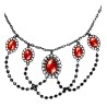 COLLIER RAS DE COU NOIR 5 PIERRES ROUGES