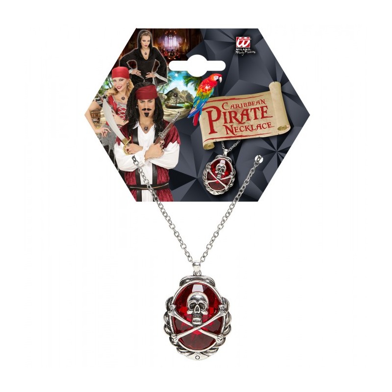 COLLIER PIERRE ROUGE AVEC TETE DE MORT COLLIER PIERRE ROUGE AVEC TETE DE MORT