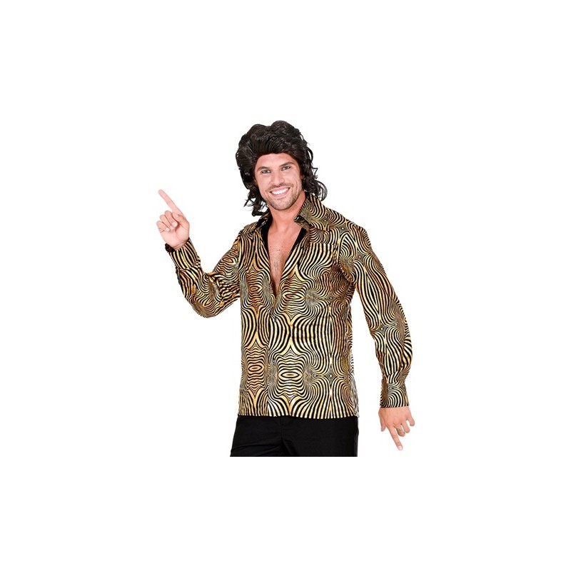CHEMISE DISCO WAVES OR ET NOIR TAILLE L-XL CHEMISE DISCO WAVES OR ET NOIR TAILLE L-XL