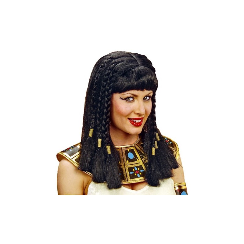 PERRUQUE LONGUE AVEC FRANCHE NOIRE ET TRESSES REINE DU NIL CLEOPATRE EN SACHET PERRUQUE LONGUE AVEC FRANCHE NOIRE ET TRESSES REINE DU NIL CLEOPATRE EN SACHET