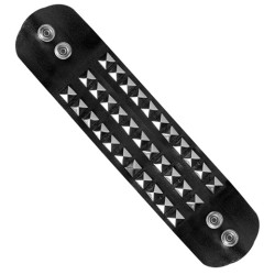 BRACELET BIKER OU ROCKEUR CLOUTE 3 RANGS SIMILI CUIR