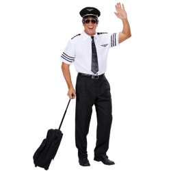 DEGUISEMENT DE PILOTE D'AVION CHEMISE CRAVATE CASQUETTE TAILLE L