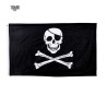 DRAPEAU  DE PIRATE EN TISSU TETE DE MORT NOIR ET BLANC 90 X 150 CM 