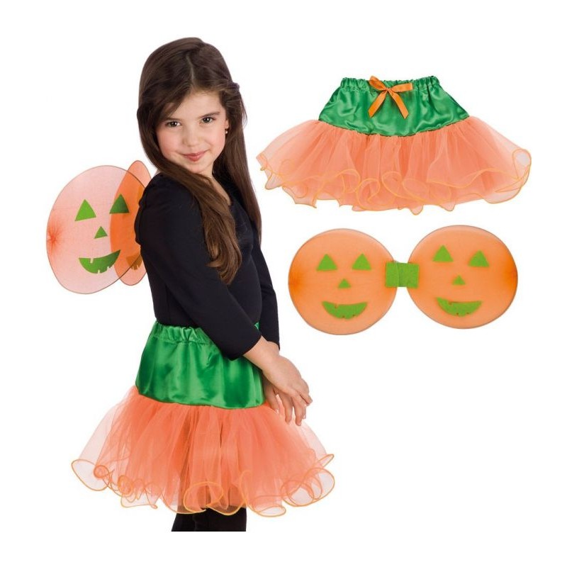 SET DEGUISEMENT CITROUILLE ENFANT TUTU + AILES SET DEGUISEMENT CITROUILLE ENFANT TUTU + AILES