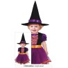 DEGUISEMENT HALLOWEEN  BEBE FILLE SORCIERE VIOLET ET ORANGE   18-24 MOIS 